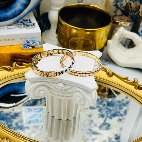 🆕 ROXANNE ASSOULIN 🧿 NWOT Golden MAMA Bracelet Set - Set of 2 - Picture 6 of 14
